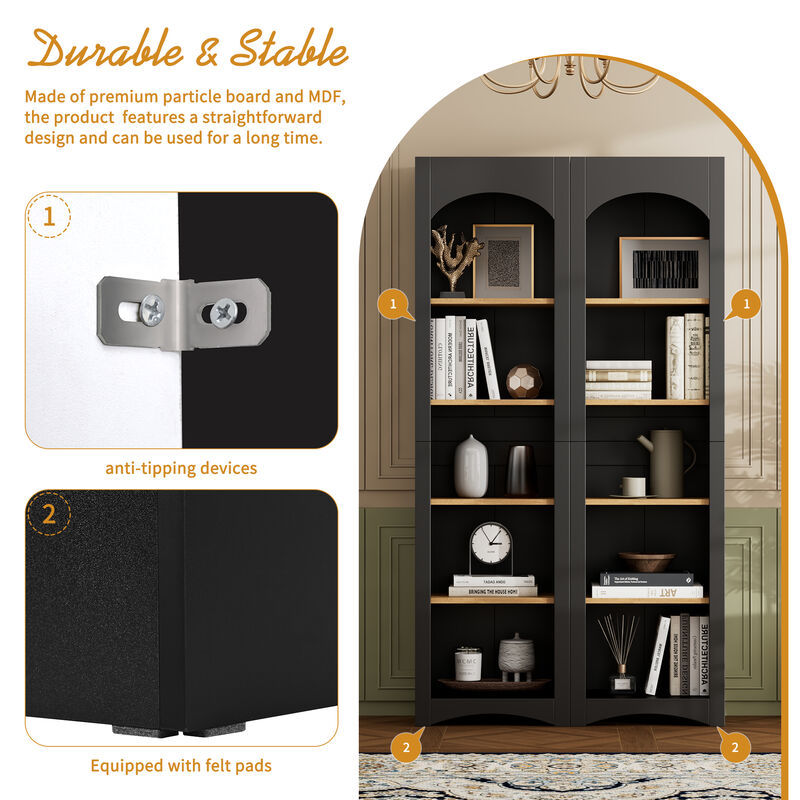 Merax Farmhouse 5 Tier Bookshelf Bookcase Storage Cabinet