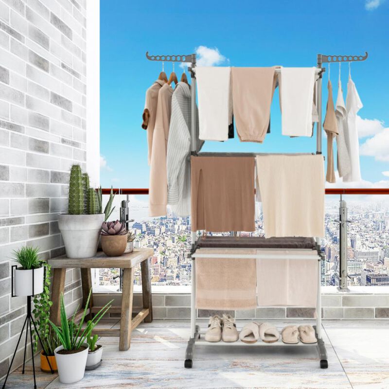 Hivvago 4-tier Clothes Drying Rack with Rotatable Side Wings and Collapsible Shelves