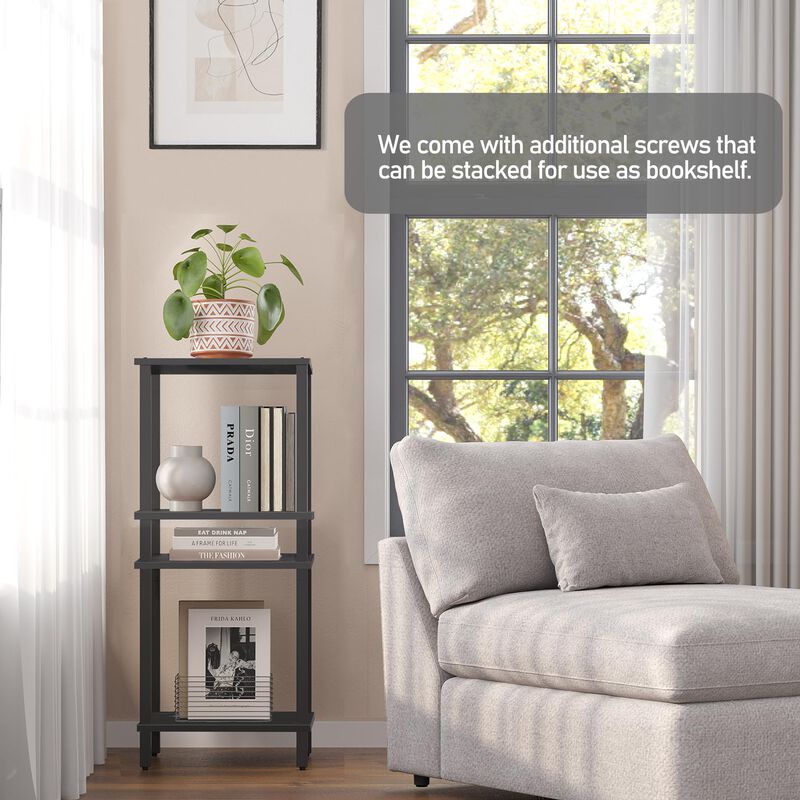 TUTOTAK End Table with Charging Station, Side Table with USB Ports and Outlets, Nightstand, 2-Tier Storage Shelf, Sofa Table for