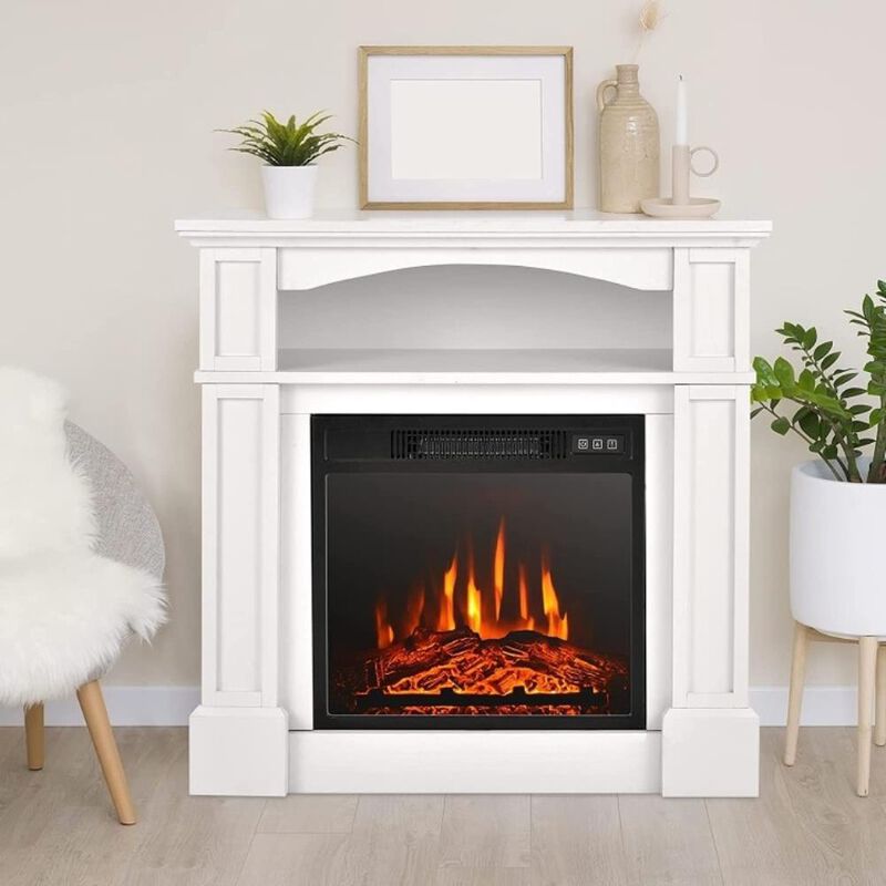 Hivvago 32 inch 1,400 Watt Electric TV Stand Fireplace with Shelf White