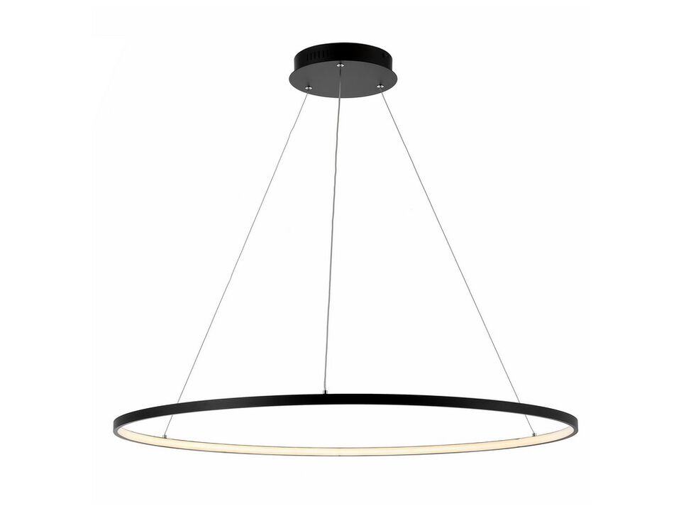 Circulo 35" Metal Round Modern Contemporary LED Integrated Pendant, Black
