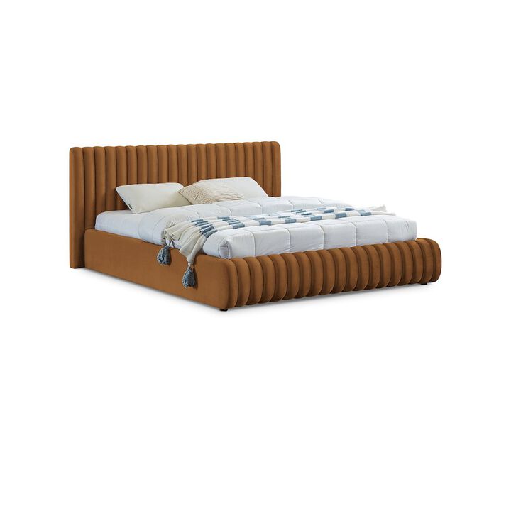 Meridian Furniture Nico Saddle Velvet Queen Bed