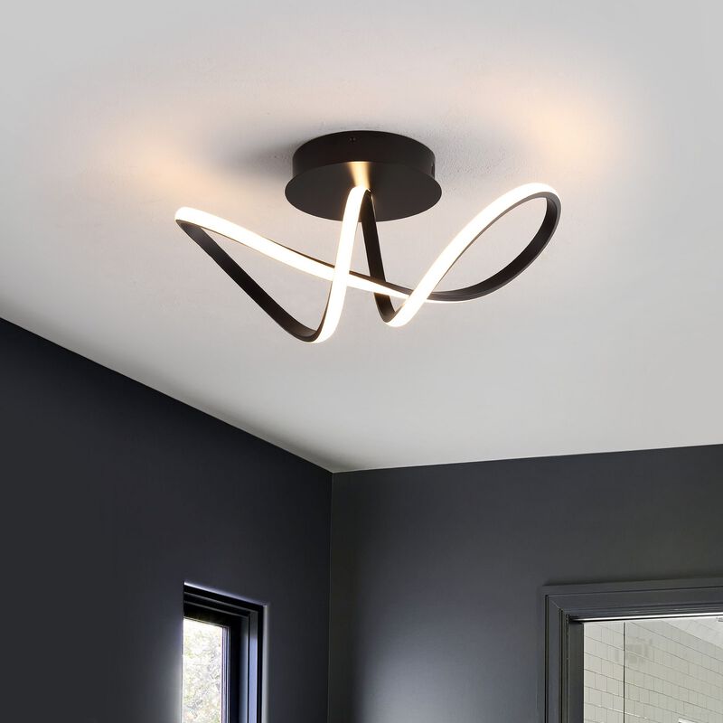 Chantelle 1-Light Modern Minimalist Aluminum Loop Integrated LED Semi Flush Mount