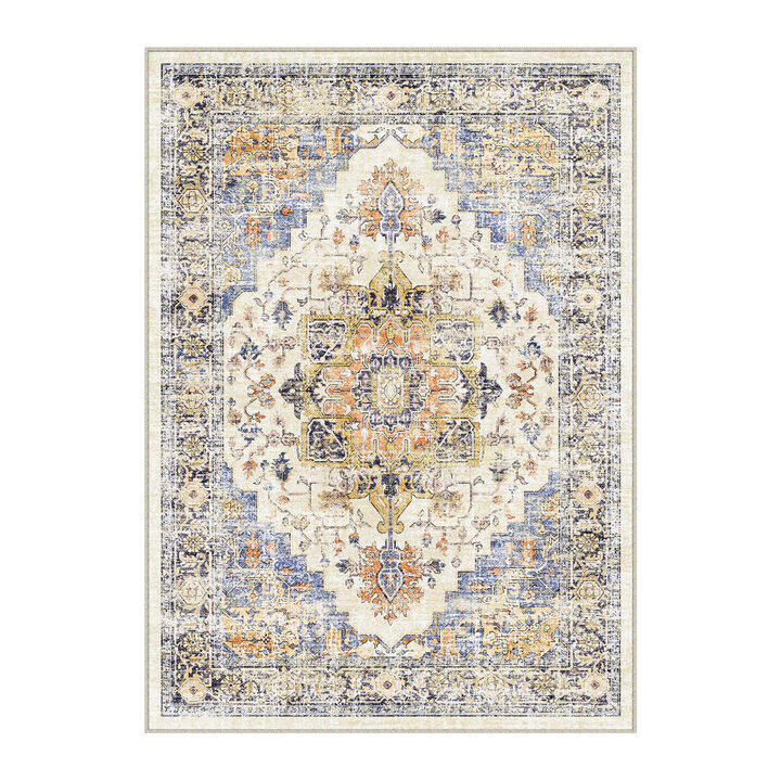 HomeRoots Medallion Washable Area Rug