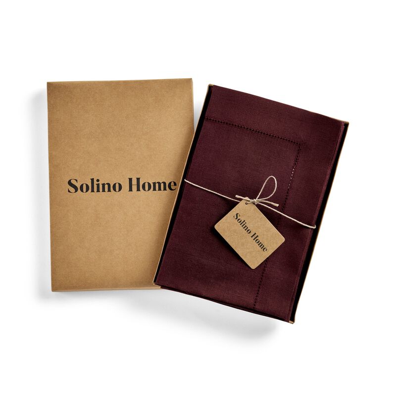 Solino Home Classic Hemstitch 100% Linen Dinner Napkins &ndash; Set of 4, 20 x 20 in, Machine Washable, Holiday and Everyday Dining