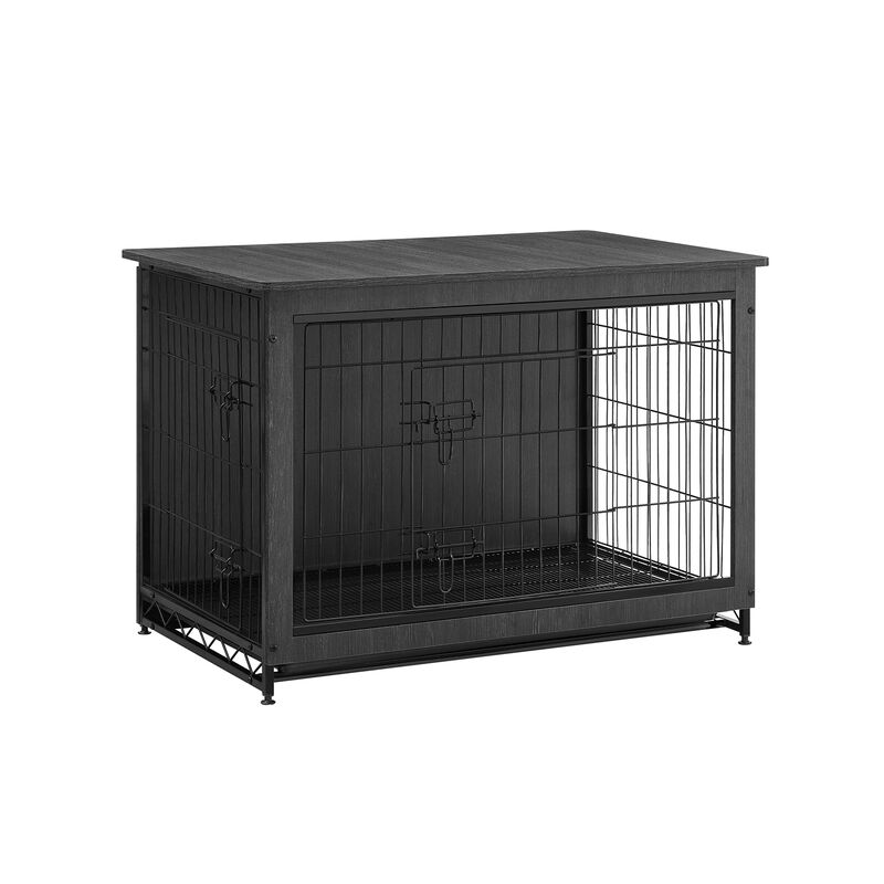 Wooden Dog Crate End Table - Indoor Pet Crate with Removable Tray