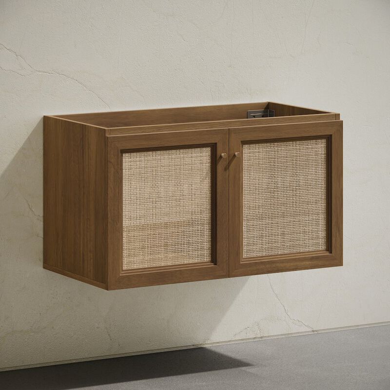 Classe 36" Wall-Mounted Bathroom Vanity in Brown Oak without Sink Top image number 2