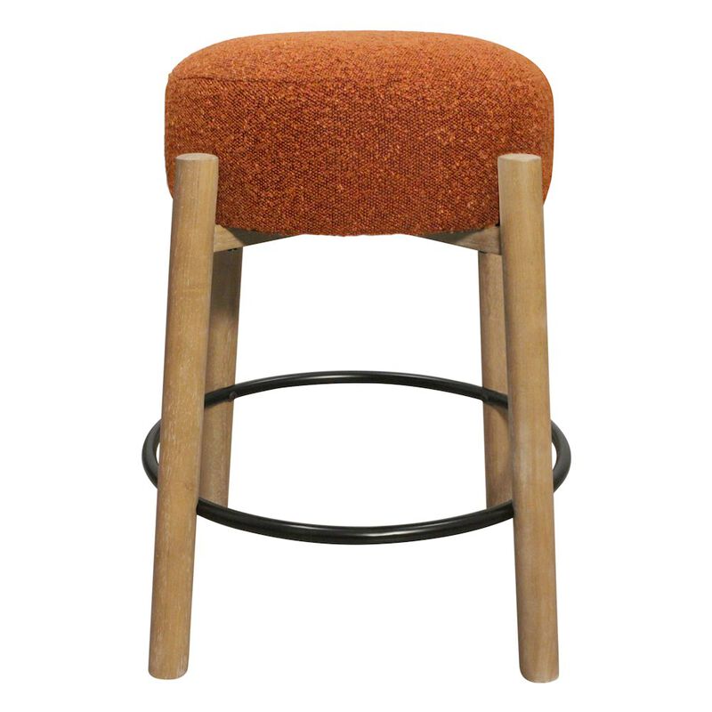 Natalia Counter Stool in Rust Boucle Fabric 2-Piece Set