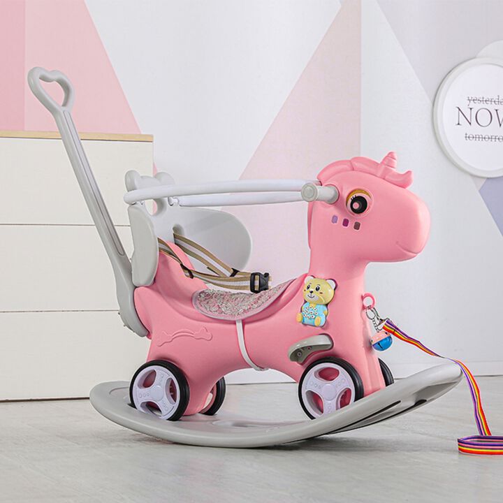 Vogfuf 2-in-1 Ride On Unicorn Rocking Horse