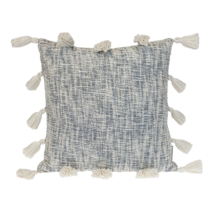 HomeRoots 18" Gray and White Striped Cotton Throw Pillow With Tassels
