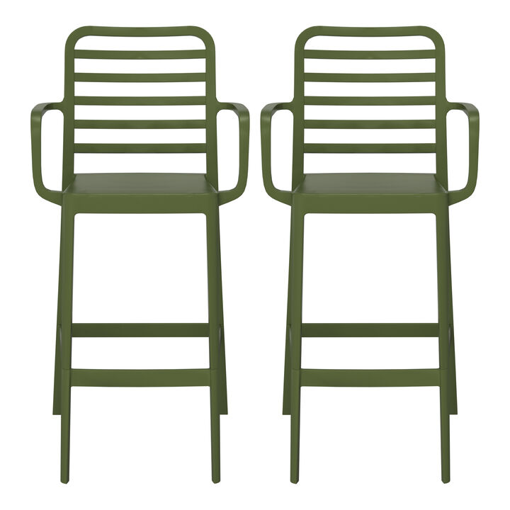 WestinTrends 29.5" Outdoor Polypropylene Plastic Patio Bar Height Stools (Set of 2)