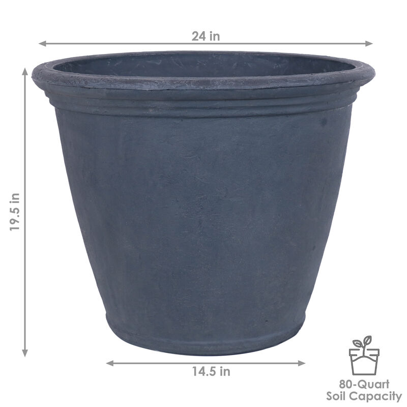 Anjelica Outdoor Flower Pot Planter - 24-Inch - 3-Pack