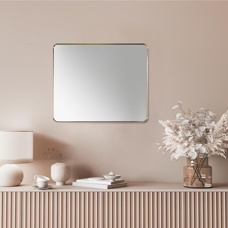 Altair Nettuno 36 Rectangle Bathroom/Vanity Brushed Gold Aluminum Framed Wall Mirror