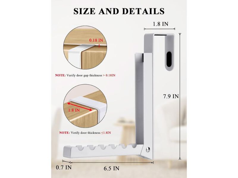 2-Packs Over The Door Hanger Hooks With Extra Anti-Slip Pads image number 2