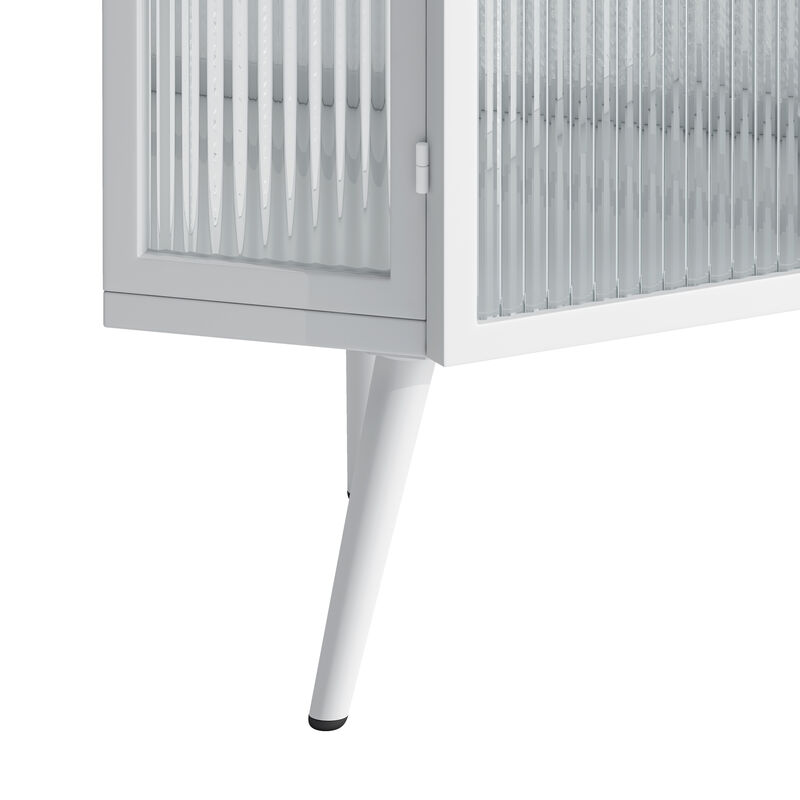 Floor Coner Cabinet with Tempered Glass Doors and Storage Shelves for Bathroom, Living Room and Bedroom