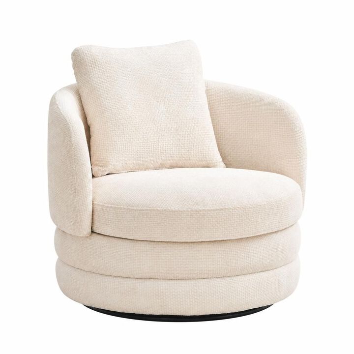 GOODSILO 30 Inch Wide 360 Degree Swivel Barrel Accent Chair Chenille Upholstered Comfy Single Armchair for Living Room Bedroom and Lounge