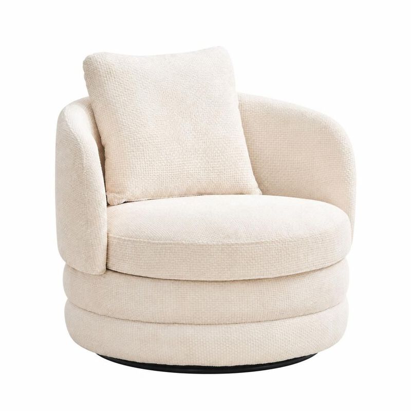 GOODSILO 30 Inch Wide 360 Degree Swivel Barrel Accent Chair Chenille Upholstered Comfy Single Armchair for Living Room Bedroom and Lounge image number 0