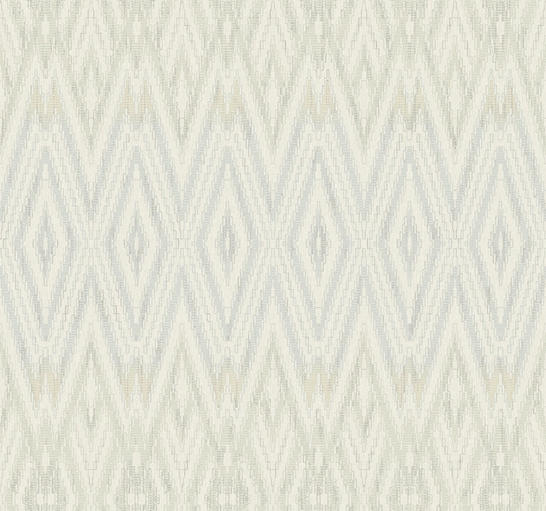 Diamond Marquise Blue & Neutral Wallpaper