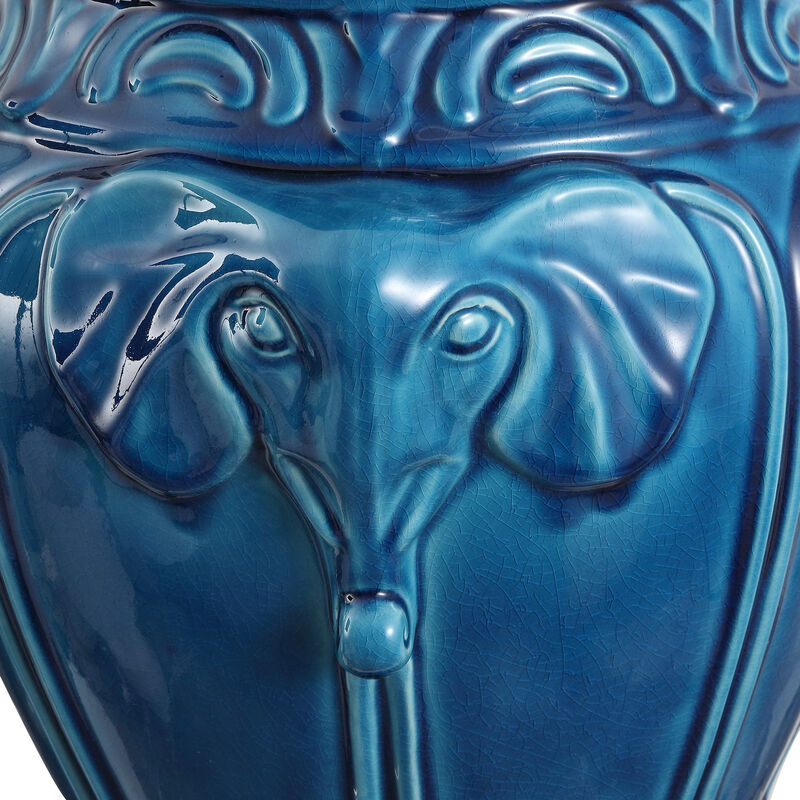 Anita 18" Classic Vintage Ceramic Indoor/Outdoor 4-Elephant Garden Stool