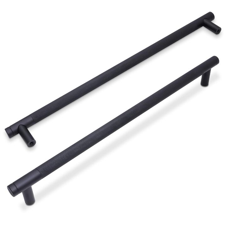 BUKOBYHE 10 Pack 10 Inch Matte Black Kitchen Cabinet Handles Knurled Cabinet Pulls Black Drawer Pulls Kitchen Hardware