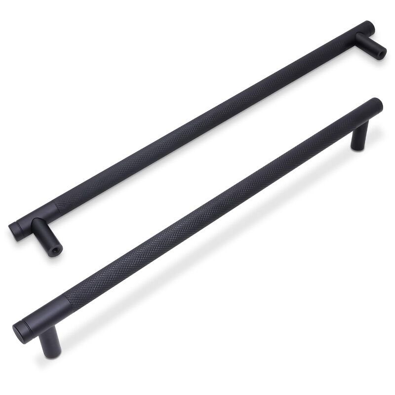 BUKOBYHE 10 Pack 10 Inch Matte Black Kitchen Cabinet Handles Knurled Cabinet Pulls Black Drawer Pulls Kitchen Hardware
