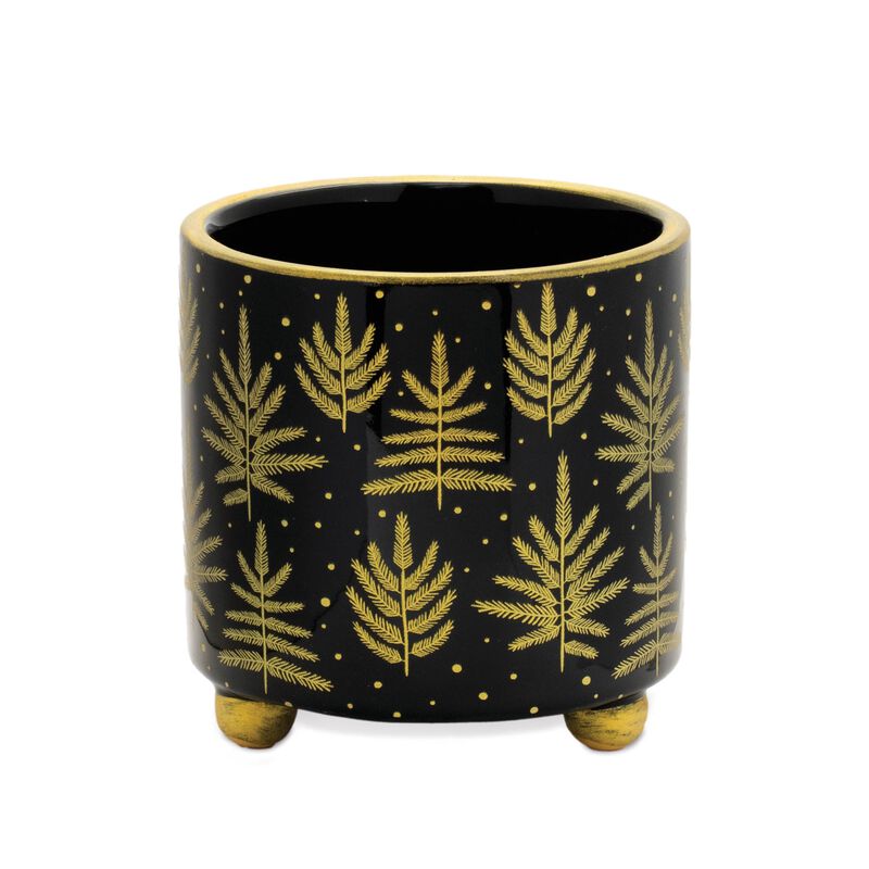 Set of 2 Footed Pine Tree Planters for Holiday Entryway, Tabletop, or Shelf Display