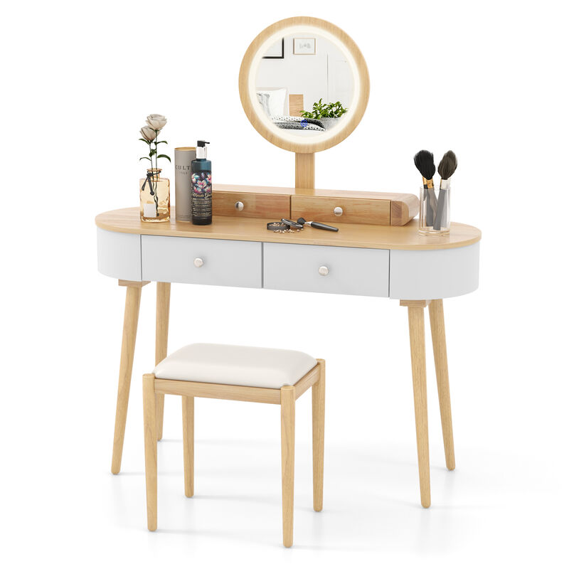 Makeup Vanity Table Set with LED Mirror and 3 Spacious Drawers