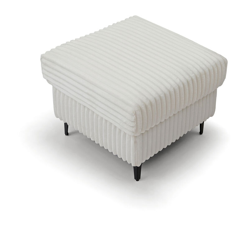 Houston White Square Polyester Upholstered Ottoman image number 2