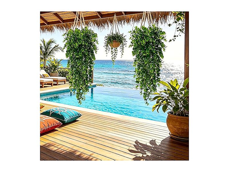 6 Pack Fake Hanging Plants Faux Greenery Outdoor Planters Wall Artificial Decor image number 1