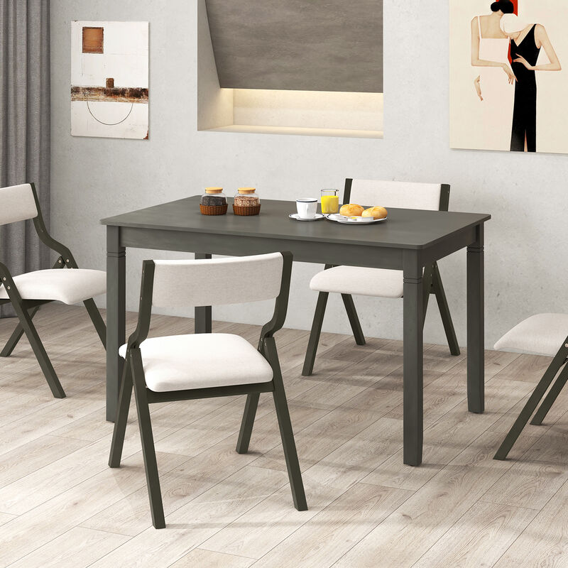Compact Rectangular Dining Table for 4 People &ndash; Wood and Rubber Wood Legs