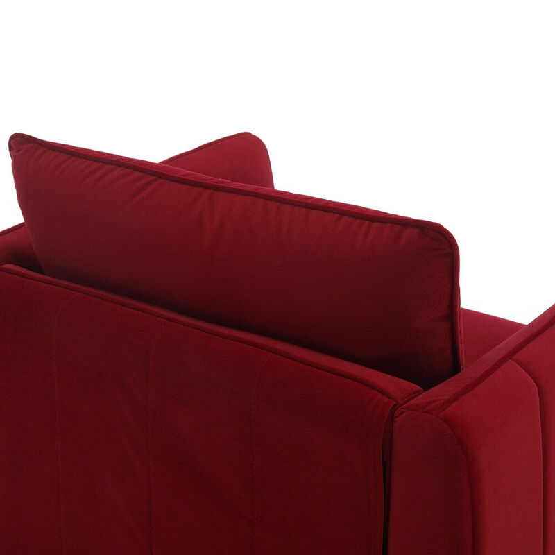 Envelor Mid-Century Modern Velvet Accent Armchair with Lumbar Pillow image number 6