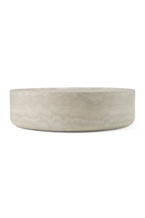Round Travertine Finish Coffee Table | OROA Modern Benji