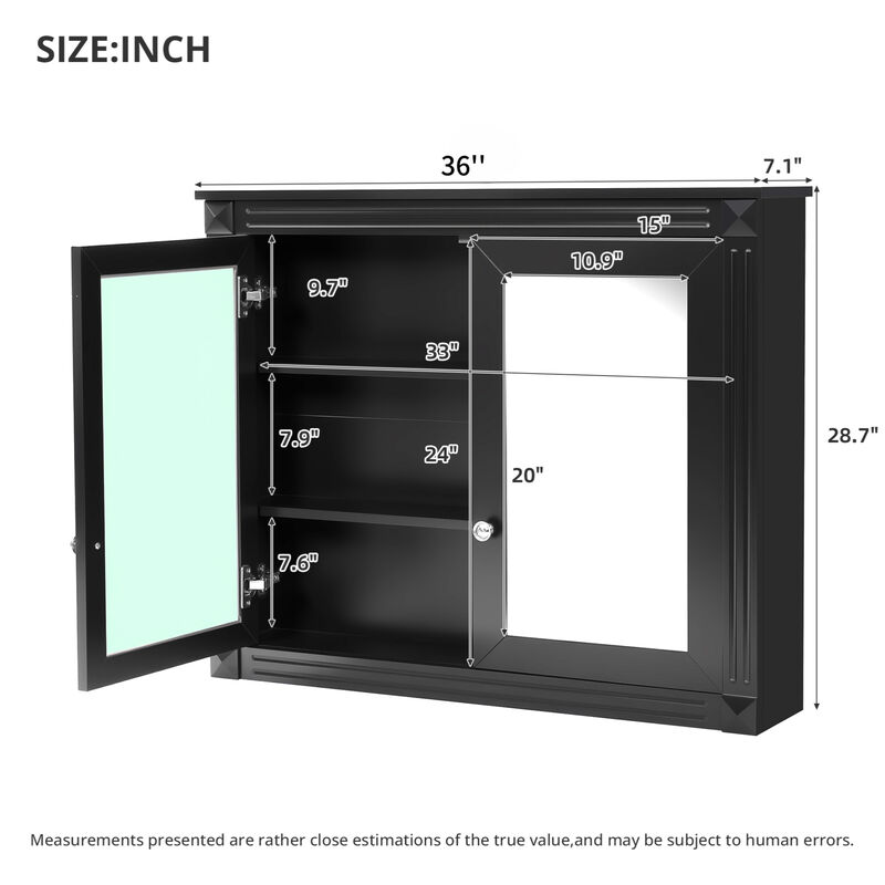 ELEMENT ACE Stylish Wall-Mounted Mirror Cabinet with Adjustable Shelves image number 2