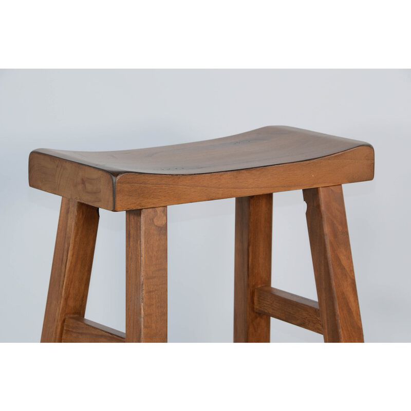 Sunny Designs Beach Pebble Bar Saddle Seat Stool, Wood Seat (Set of 2) image number 4