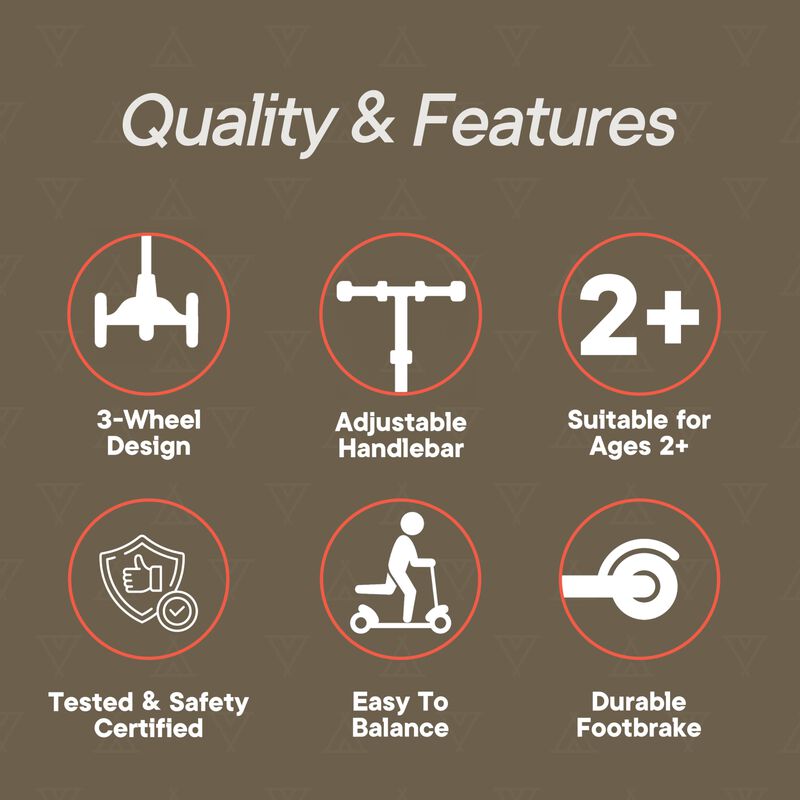 Mini 3 Wheel Scooter for Kids &ndash; Lean-to-Steer Kick Scooter with LED Light-Up Wheels, Adjustable Handlebar, Wide Anti-Slip Deck, Smooth PU Wheels, Rear Foot Brake &ndash; Toddler Scooter for Ages 2+ image number 4