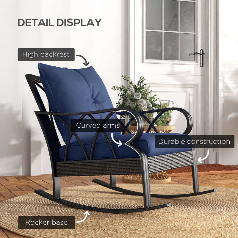Hivvago Wicker Rocking Chair Set with Padded Seating for Outdoors image number 5
