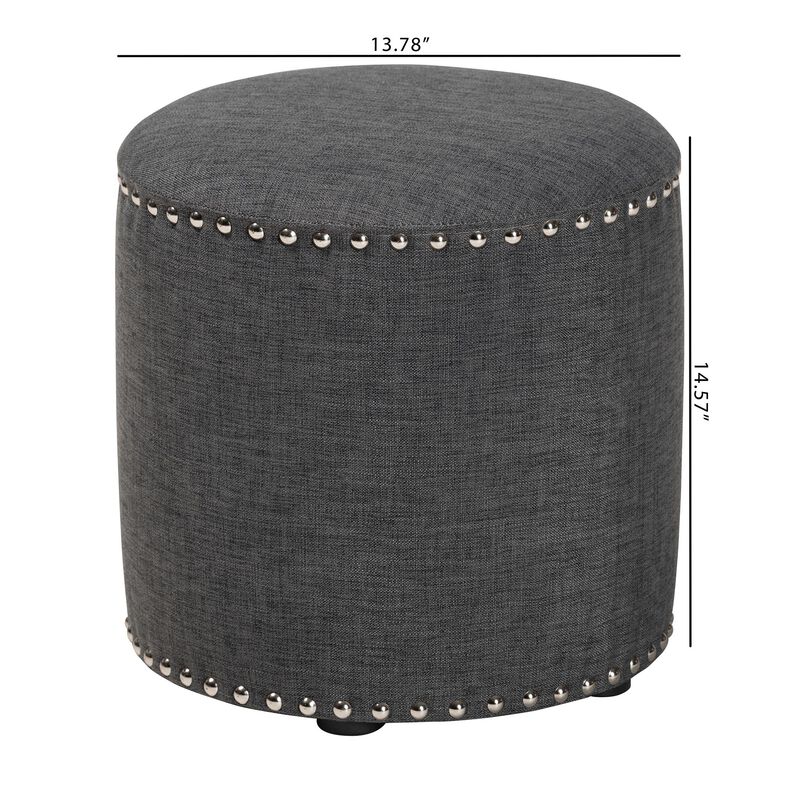 Baxton Studio Rosine Modern and Contemporary Fabric Upholstered Nail Trim Ottoman