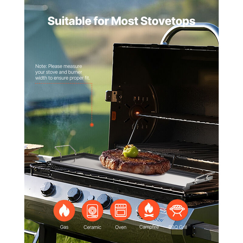 32x14 in Flat Top Griddle Carbon Steel Universal BBQ Grill Pan Cookware