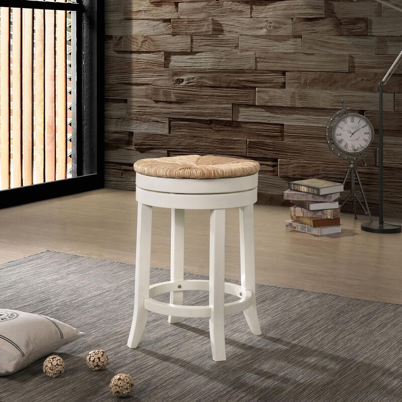 Carolina Living Irving 24 Swivel Rush Seat Counter Stool - Antique White