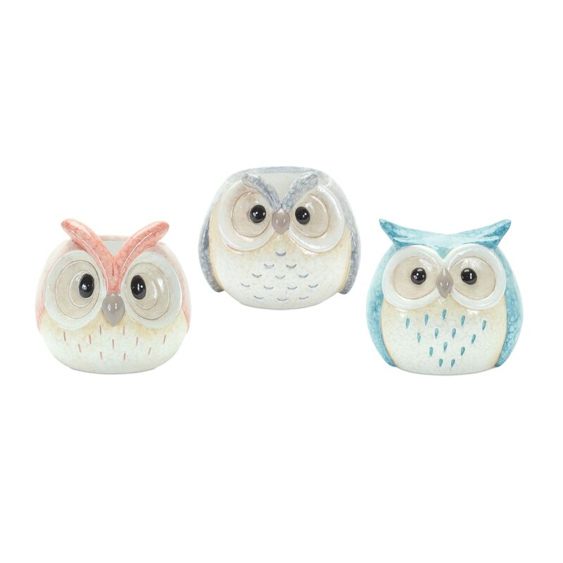 Set of 3 Decorative Owl Statues for Garden, Yard, and Outdoor D&eacute;cor