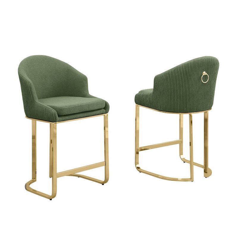 Best Quality Furniture Green With Gold Counter Height, Set Of Two