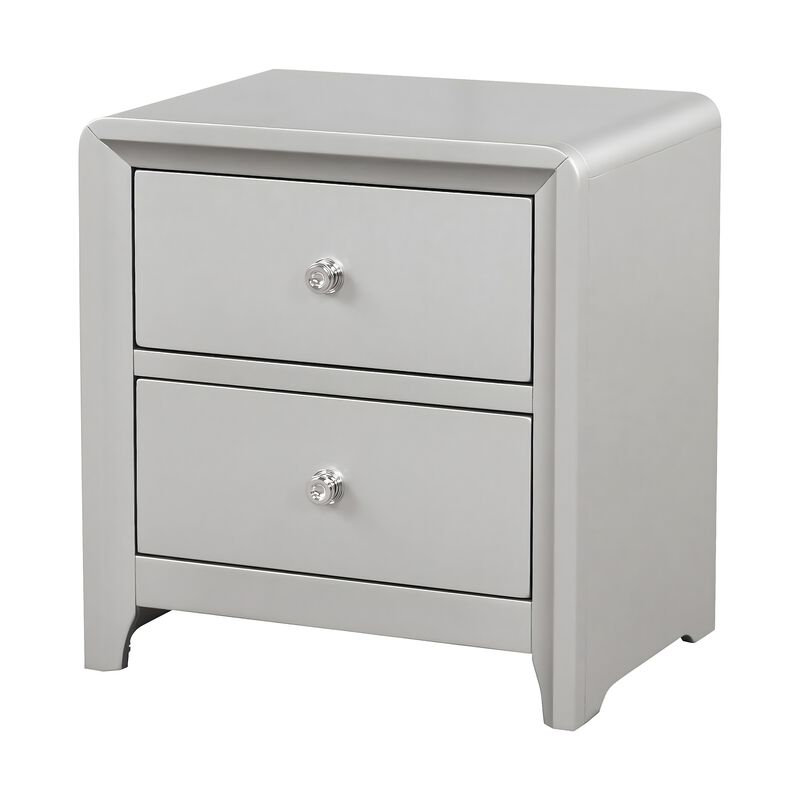 Broy 5pc Queen Bedroom Set, LED Bookcase Headboard, 2 Nightstands, Silver image number 3