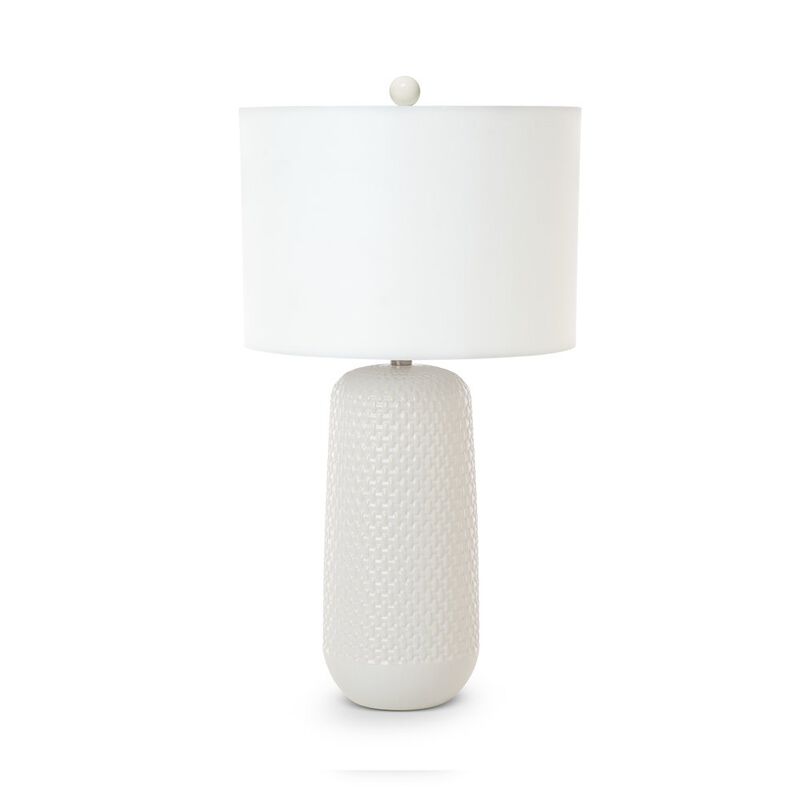 Lux Lighting Marlin 30 White Ceramic Table Lamp, (Set of 2)