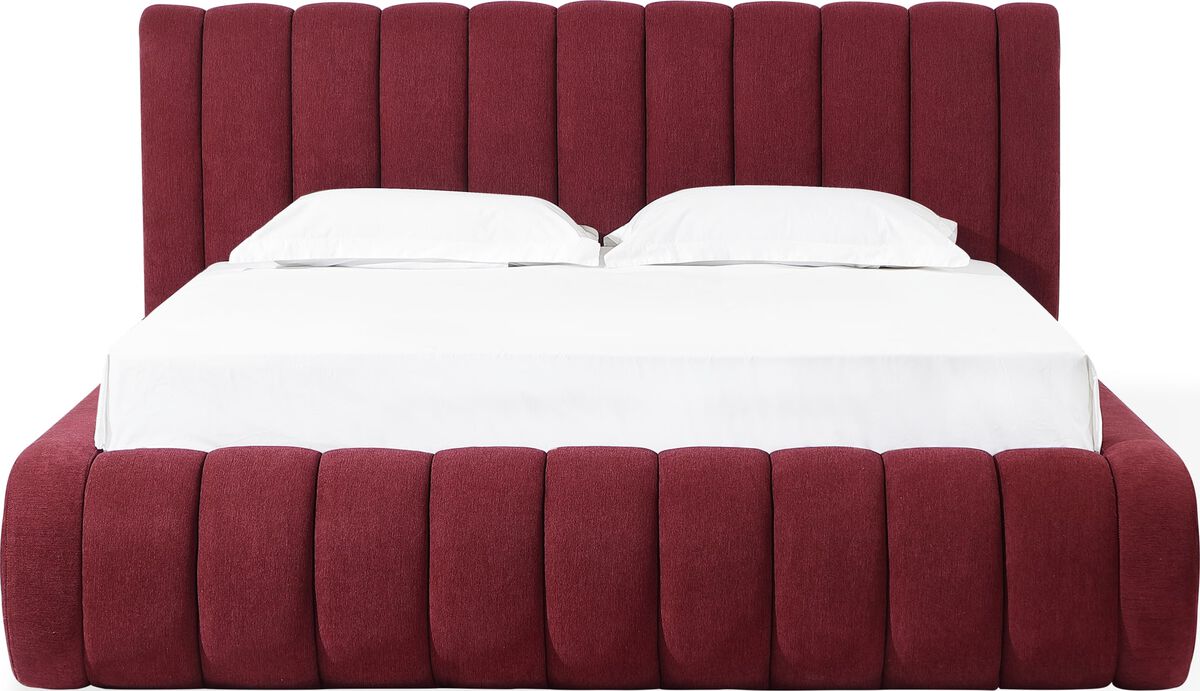 Savage King-size Maximalist Upholstered Bed in Ruby Chenille