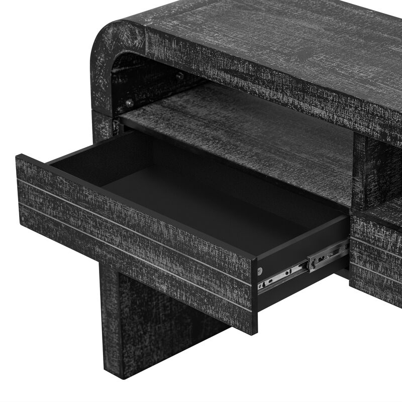 Merax Retro Curved Console Table with 2 Drawers