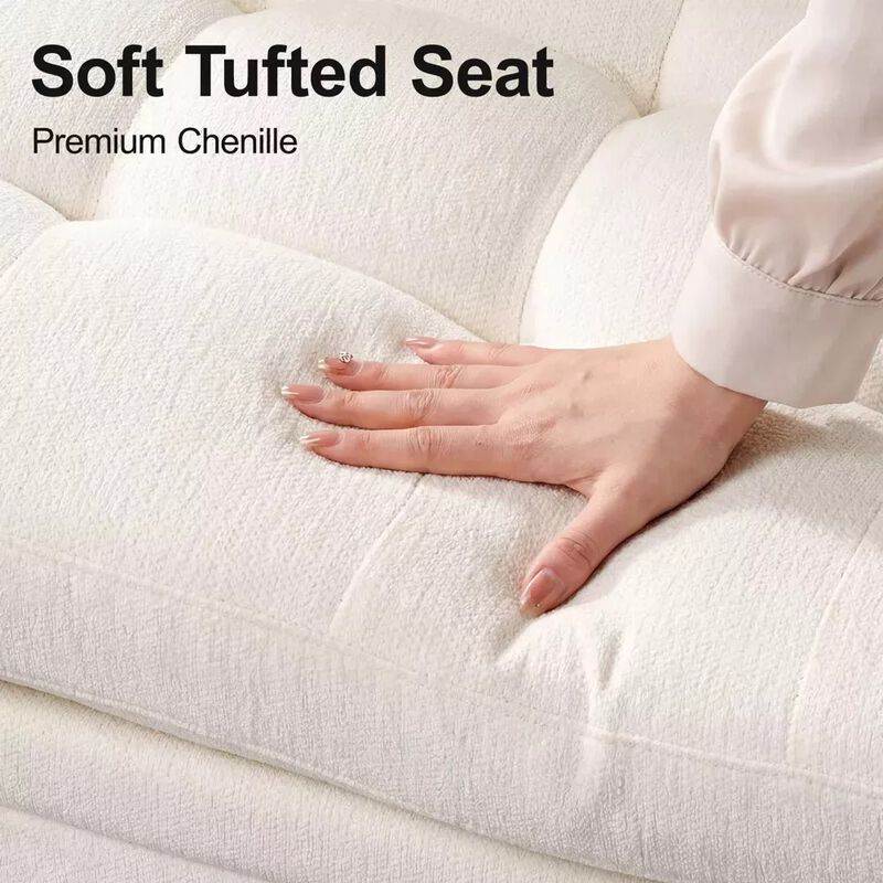 Vipbear 79" 5-Seat L-Shaped Sectional Sleeper Sofa Bed, Chenille Pull-Out Couch with Backrest image number 7