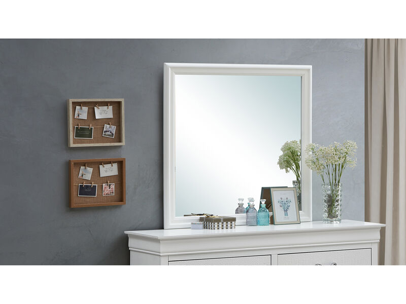 Lorana 38 in. x 38 in. Modern Square Framed Silver Champagne Dresser Mirror