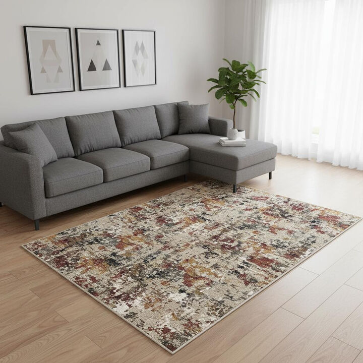HomeRoots Abstract Washable Area Rug