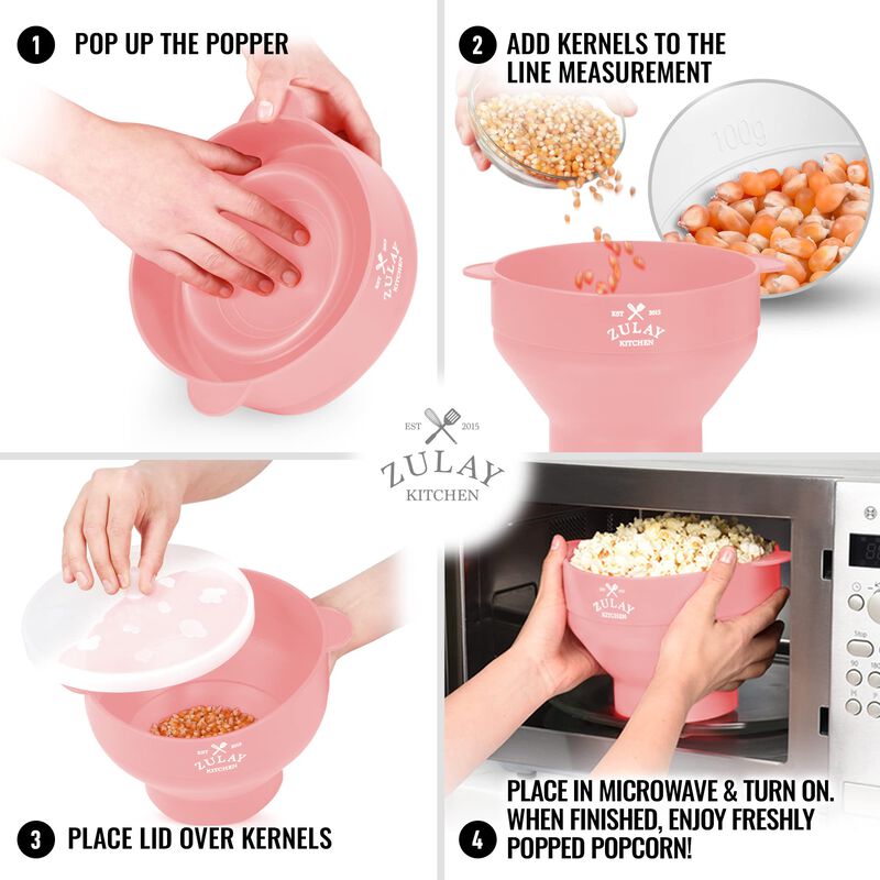 BPA Free Collapsible Silicone Popcorn Maker with Lid