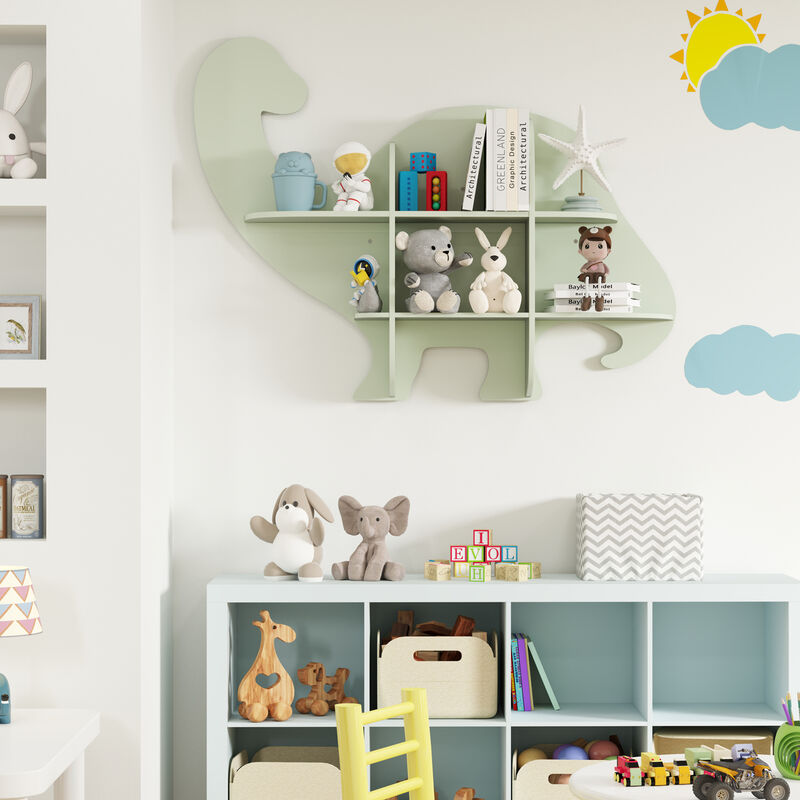 2-Tier Floating Dinosaur Kids Bookshelf for Children